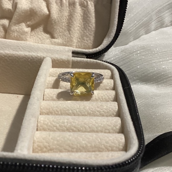 Gorgeous Canary yellow  CZ Diamond Solitaire diamond  ring - Picture 12 of 17